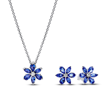Conjunto de Regalo Collar y Pendientes Herbario Azul Brillante